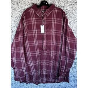 Rowm Tall Man Men’s Plaid Flannel Button Down Shirt 3XT Burgundy NWT